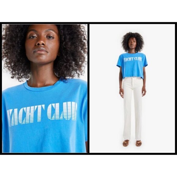 💕MOTHER💕 The Short Sleeve Slouch Tee Yacht Club Graphic Tee Blue XS NWT - Picture 5 of 16